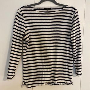 J. Crew medium navy and white stripped boat neck, 3/4 length sleeved shirt